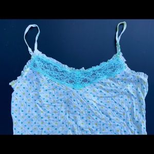 Banana Republic lace trim polka dot camisole ivory aqua womens large